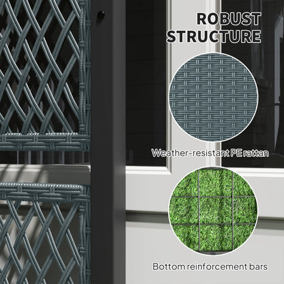 Garden Planter Box with Trellis, Rattan Raised Bed, Charcoal Grey