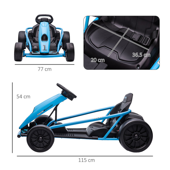 24V Electric Go Kart for Kids with Music, Horn Honking, Slow Start