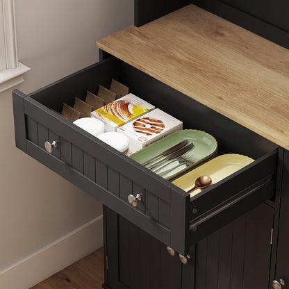 Pantry Storage Cabinet with Adjustable Shelves and 4 Door Racks