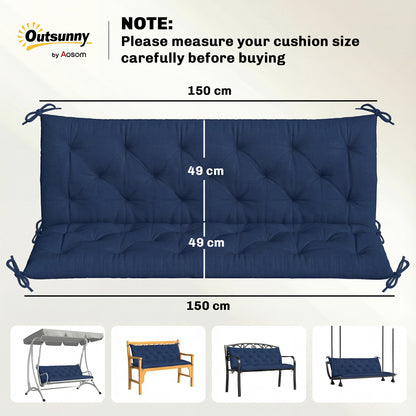 3 Seater Bench Cushion, Garden Chair Cushion with Back and Ties
