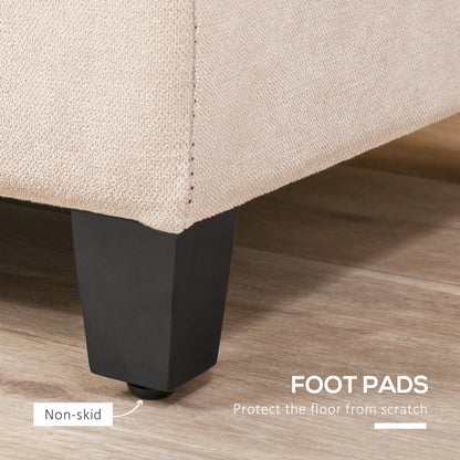Storage Ottoman Bench Padded w/ Tufting Hinged Lid Wood Frame Beige