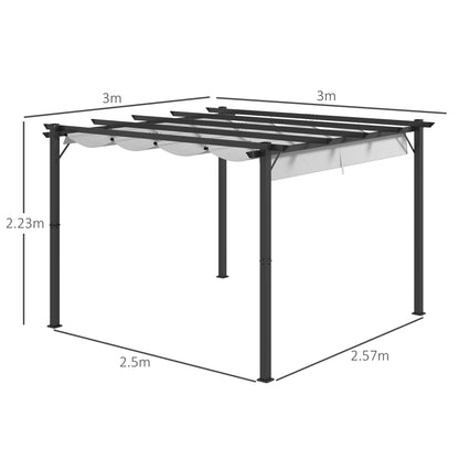 3 x 3(m) Aluminium Pergola Canopy Gazebo Awning Outdoor Garden Sun Shade Shelter Marquee Party BBQ, Grey