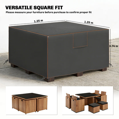 Garden Furniture Cover, 420D Waterproof, 125 x 125 x 74 cm, Black