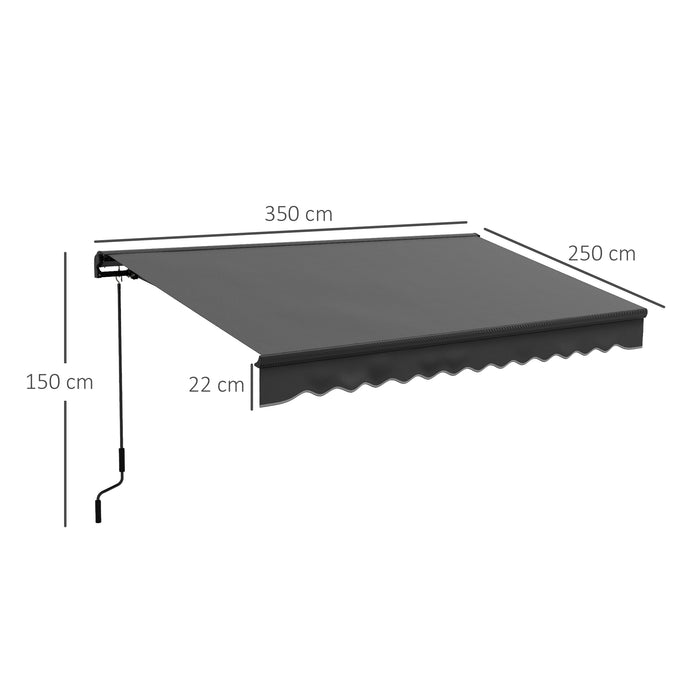 3.5 x 2.5m Aluminium Frame Electric Awning, Retractable Awning Sun Canopies for Patio Door Window, Grey