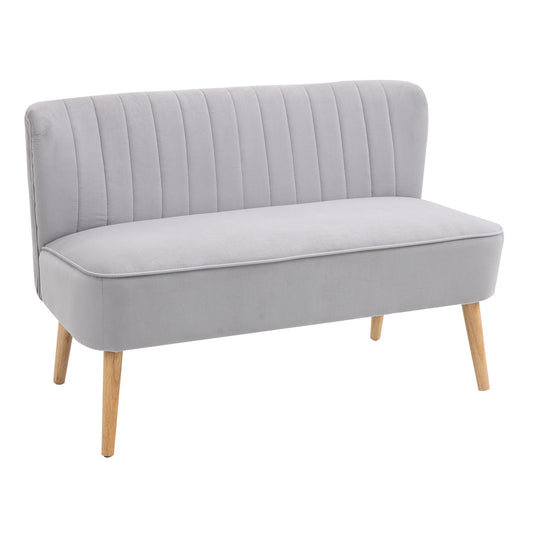 Velvet-Feel Double Sofa w/ Wood Frame Foam Padding