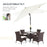 3x2m Patio Parasol Garden Umbrellas Canopy with Aluminum Tilt Crank Rectangular Sun Shade Steel, Cream White