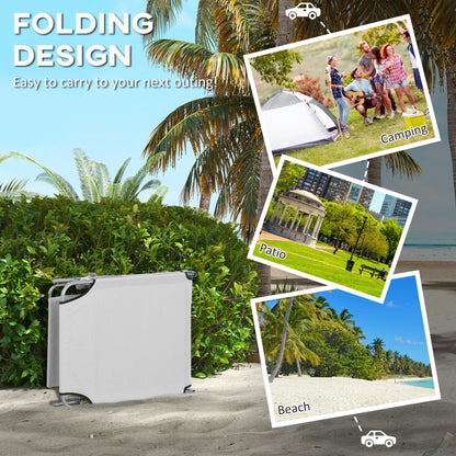 Outdoor Foldable Sun Lounger Set of 2, 4 Level Adjustable Backrest Reclining Sun Lounger Chair with Angle Adjust Sun Shade Awning for Beach, Garden, Patio, Grey