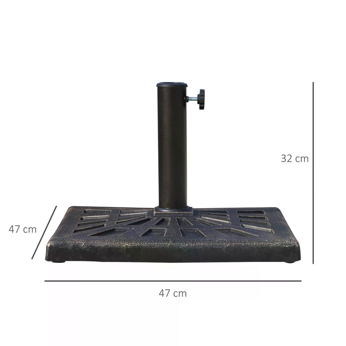 15kg Parasol Base Durable Patterned Colophony Garden Patio Square Umbrella Stand Base Stand Bronze