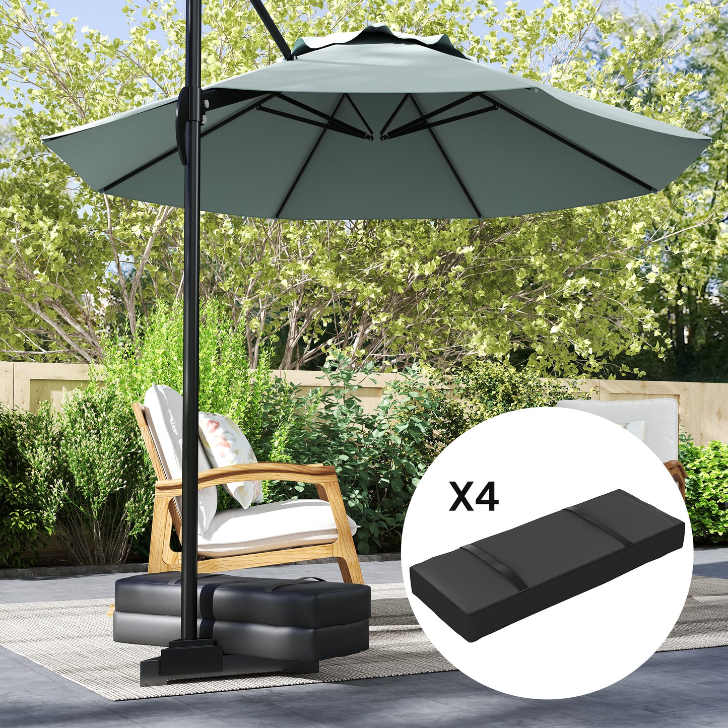 Parasol Weights Set of 4, Parasol Base Weights Bags, Black
