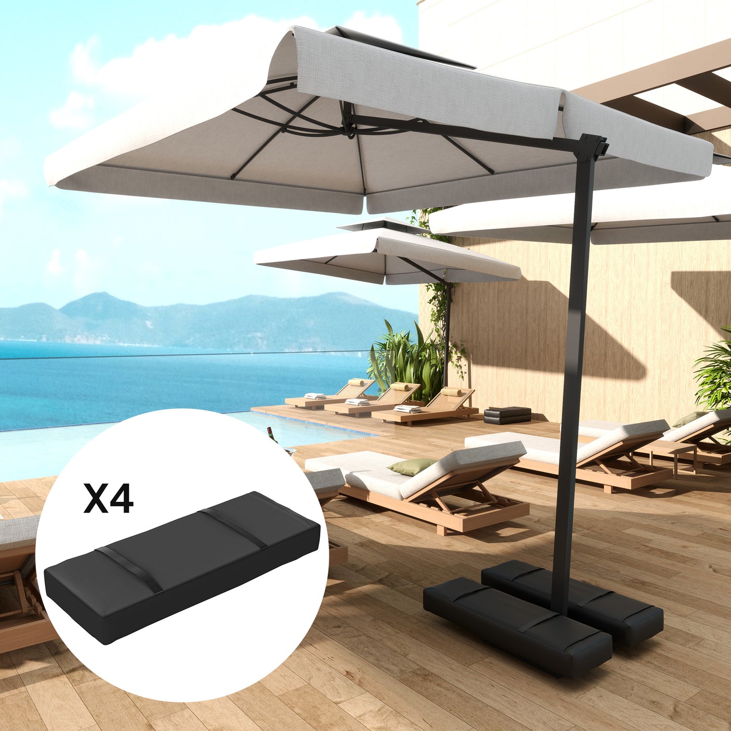 Parasol Weights Set of 4, Parasol Base Weights Bags, Black