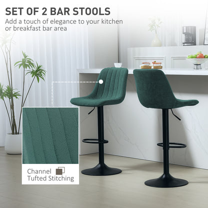 Warehouse Clearance Sale - Bar Stools Set of 2 Adjustable Swivel Bar Chairs with Backrest Green