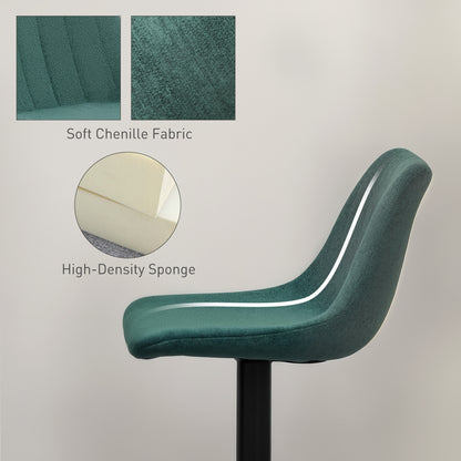 Warehouse Clearance Sale - Bar Stools Set of 2 Adjustable Swivel Bar Chairs with Backrest Green