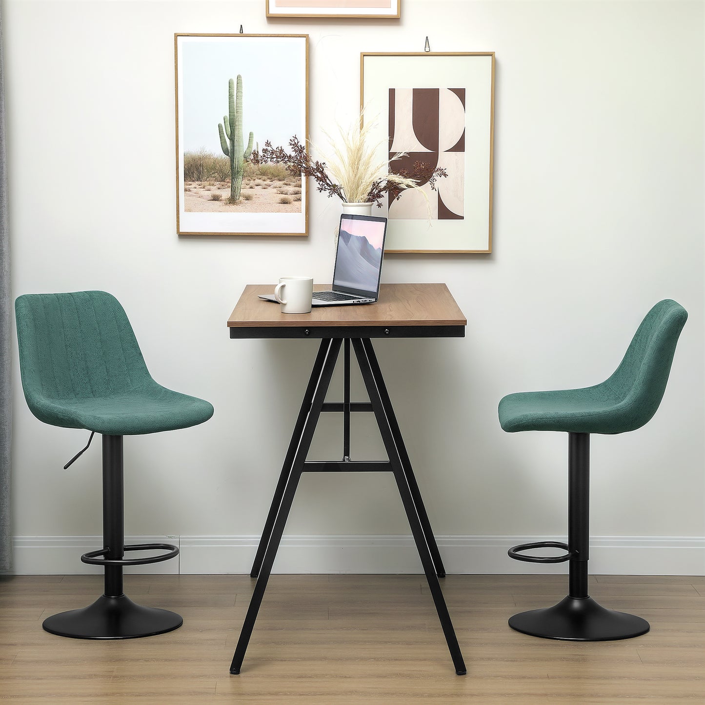 Warehouse Clearance Sale - Bar Stools Set of 2 Adjustable Swivel Bar Chairs with Backrest Green