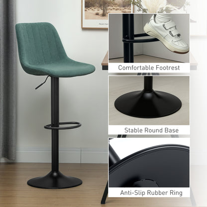 Warehouse Clearance Sale - Bar Stools Set of 2 Adjustable Swivel Bar Chairs with Backrest Green