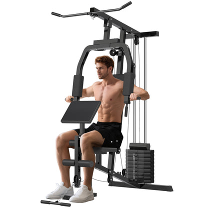 Multi Gym with 45kg Weight Stack, Chest Press and Leg Developer - Black