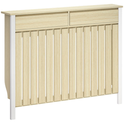 Large Radiator Cover with Drawers and Vertical Slats Oak