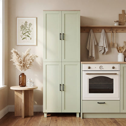 Modern Kitchen Cupboard Storage Cabinet with 6 Shelves, Green