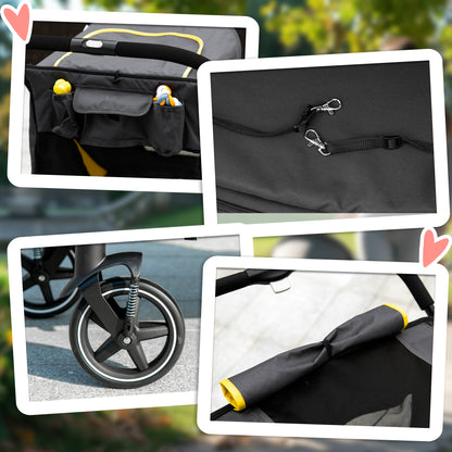 Foldable Dog Carriage w/ Universal Wheels, Shock Absorber - Grey