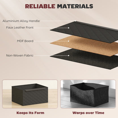 Chest of Drawers, 2 Fabric Drawer Dresser, Aluminium Handles, Black