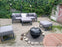 Garden Daybed, 6 Piece Outdoor Sectional Sofa Set, Aluminum Patio Conversation Furniture Set with Coffee Table, Footstool and Cushions, Grey