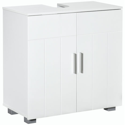 Bathroom Pedestal Under Sink Cabinet with Adjustable Shelf, White