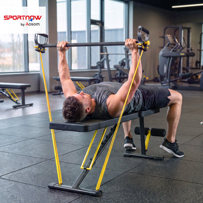 Adjustable Weight Bench for Home Gym, 300kg Incline Decline Flat Foldable Bench Press with 7 Backrest Positions and Resistance Bands, for Full Body Strength Training Weight Lifting, Yellow