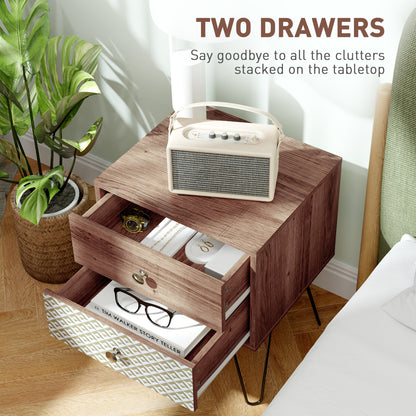 2-Drawer Nightstand, Sofa Bedside Table for Living Room, Bedroom