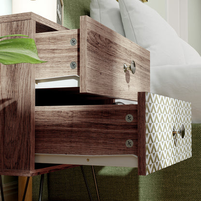 2-Drawer Nightstand, Sofa Bedside Table for Living Room, Bedroom