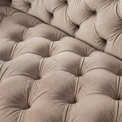 Frankfurt Two seat Sofa  - Taupe with Brass Base