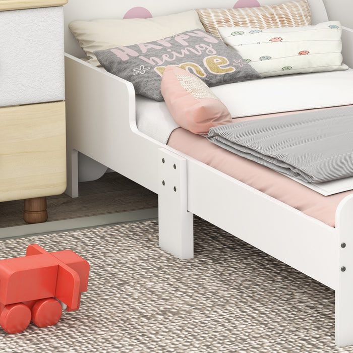 ZONEKIZ Toddler Bed Frame Rabbit Design, White