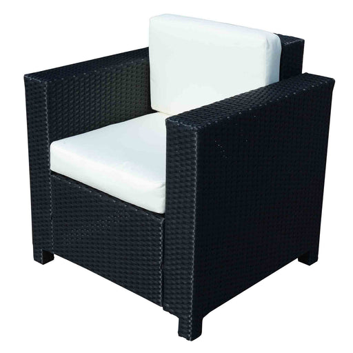 1 Seater Rattan Garden All-Weather Wicker Weave Single Sofa Armchair with Fire Resistant Cushion - Black