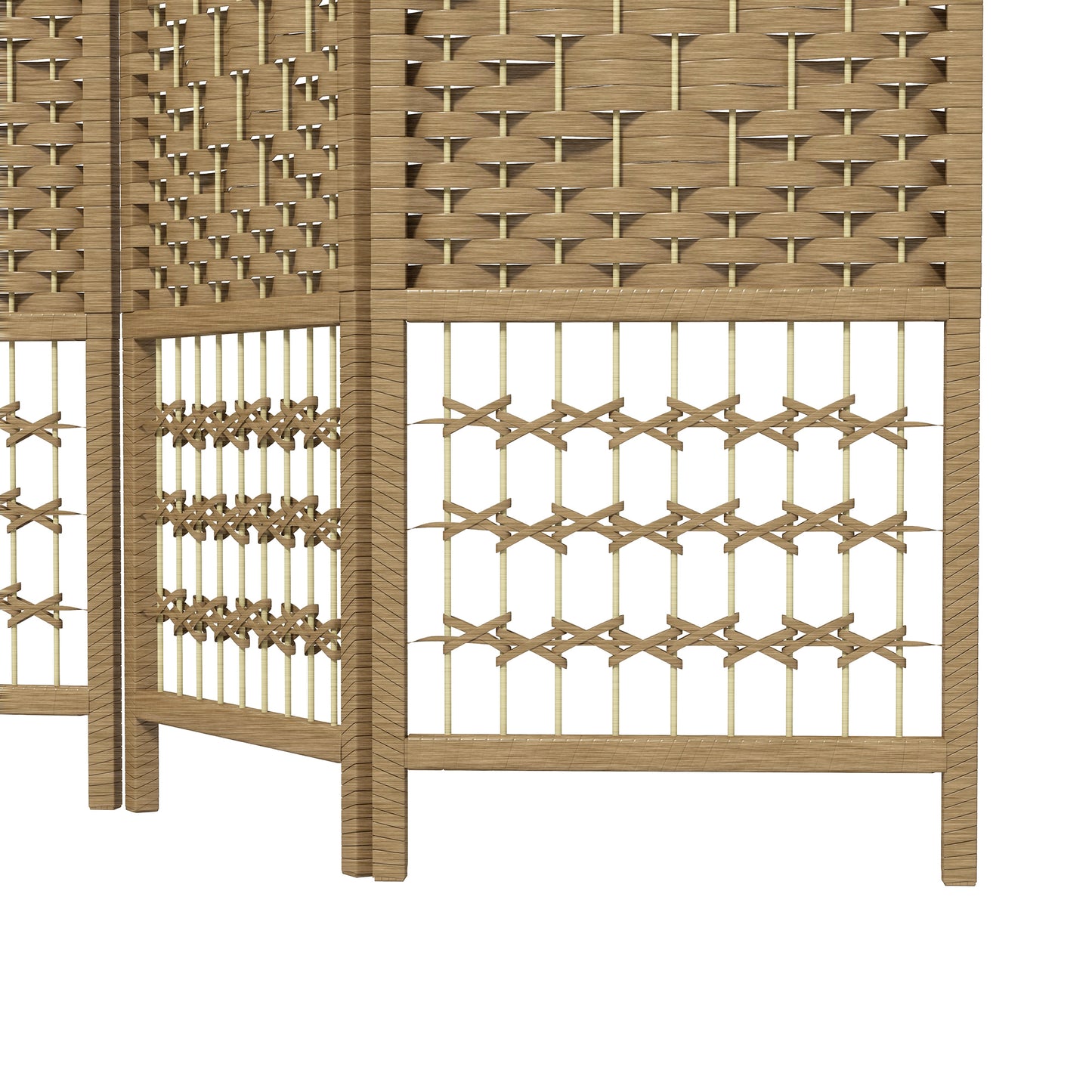 4 Panel Folding Room Divider, Privacy Screen, Freestanding Paravent Partition Separator for Living Room, Bedroom and Office, 160 x 170cm, Natural Wood Finish
