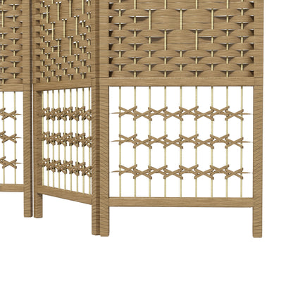 4 Panel Folding Room Divider, Privacy Screen, Freestanding Paravent Partition Separator for Living Room, Bedroom and Office, 160 x 170cm, Natural Wood Finish