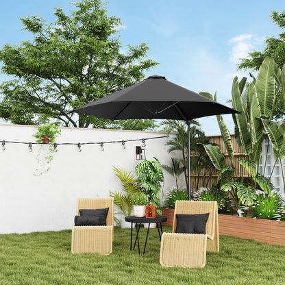 2.5M Offset Roma Patio Umbrella W/ 360° Rotation, Black
