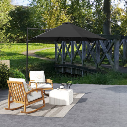 2.5M Offset Roma Patio Umbrella W/ 360° Rotation, Black