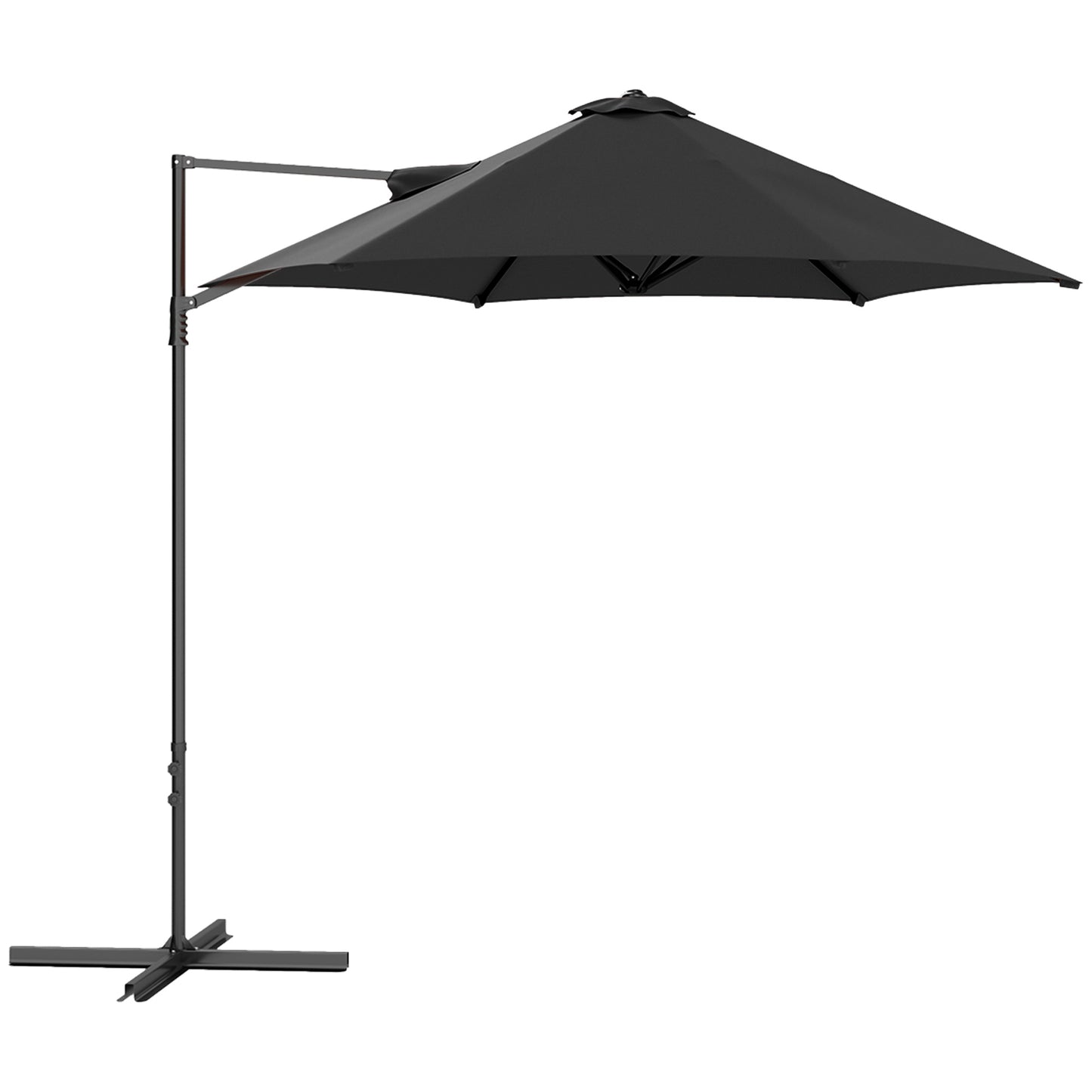 2.5M Offset Roma Patio Umbrella W/ 360° Rotation, Black