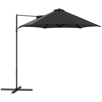 2.5M Offset Roma Patio Umbrella W/ 360° Rotation, Black