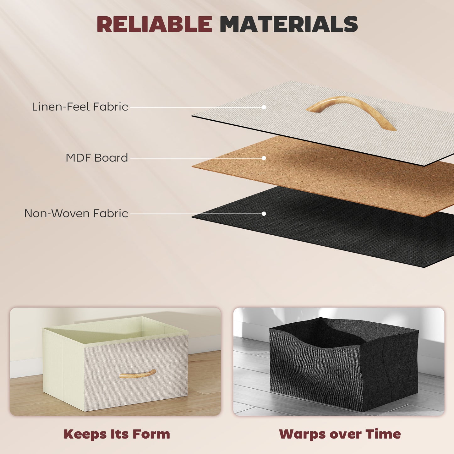 Fabric Chest of Drawers, 10 Drawer Dresser for Bedroom, Beige