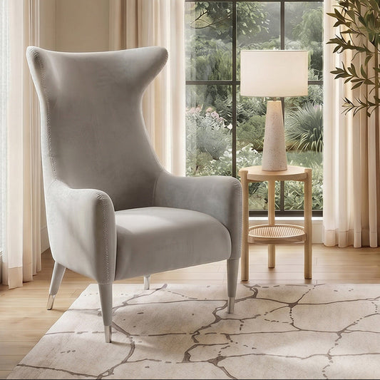 Delta Armchair Dove Grey – Brushed Silver