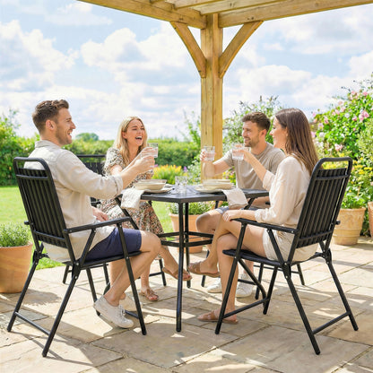 Folding Garden Chairs Set of 4 with Plastic Seat and Back, Black