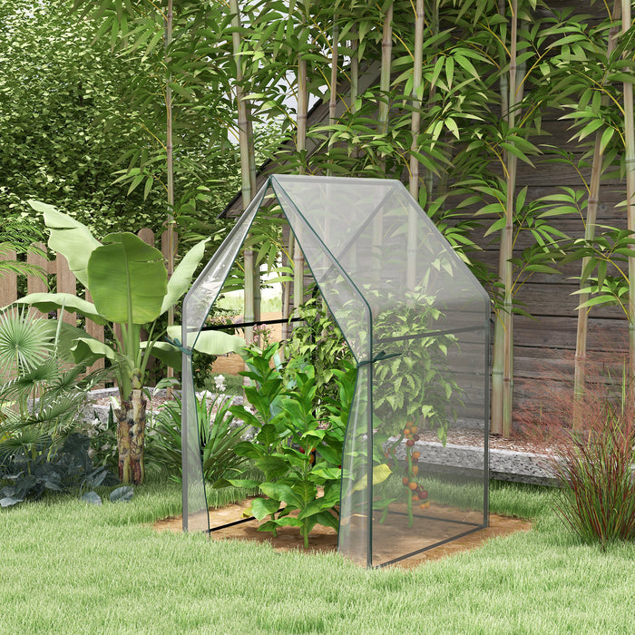 Mini Greenhouse, Garden Tomato Growhouse with 2 Zipped Doors, Portable Indoor Outdoor Green House, 90 x 90 x 145cm, Clear