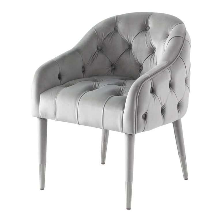 Sophia Dining Chair - Grey - Silver Caps