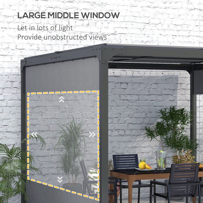 3x2m Pergola Side Panels with Large Window, 2 Pack Gazebo Side Curtains Replacement, Grey