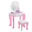 Girls Dressing Table w/ Mirror & Stool, Kids Dressing Table, Unicorn Pretend Play Toy for Toddles Age 3-6 Years, Acrylic Mirror, Pink & White