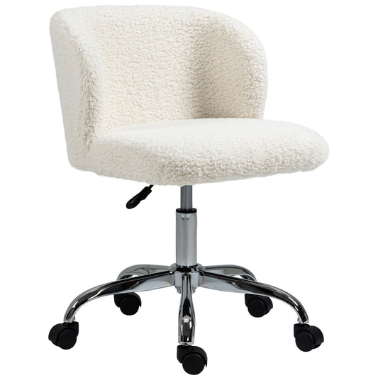 Office Chair, Swivel Chair with Adjustable Height and Wheels, White