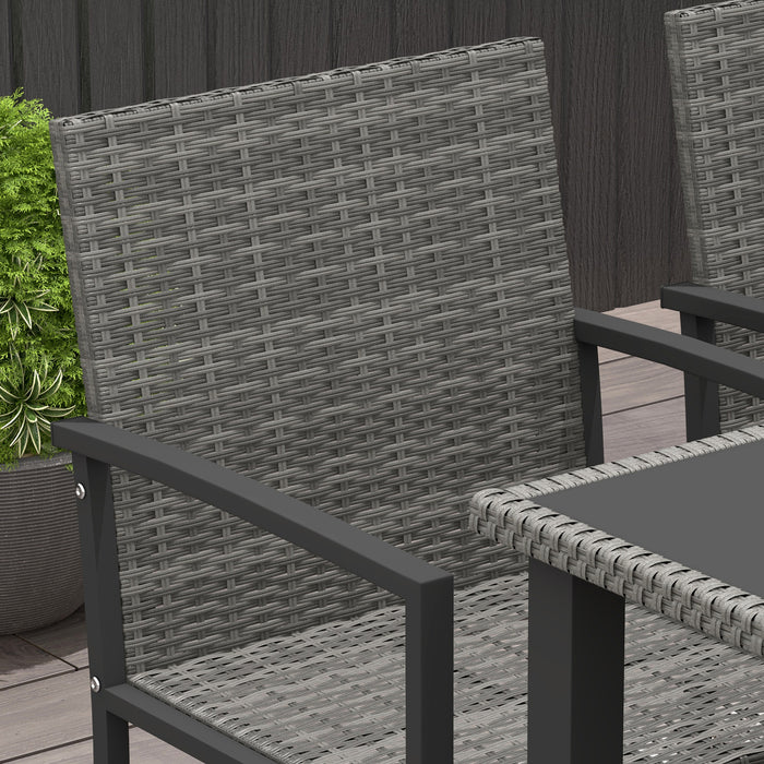 Outdoor Dining Set 5 Pieces Patio Conservatory with Tempered Glass Tabletop,4 Dining Chairs - Grey