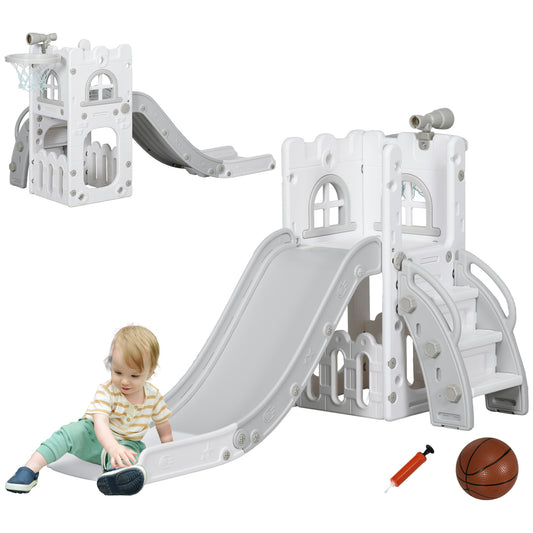 4 in 1 Kids Slide for Indoor Use, for Toddlers 1-3 Years, Grey