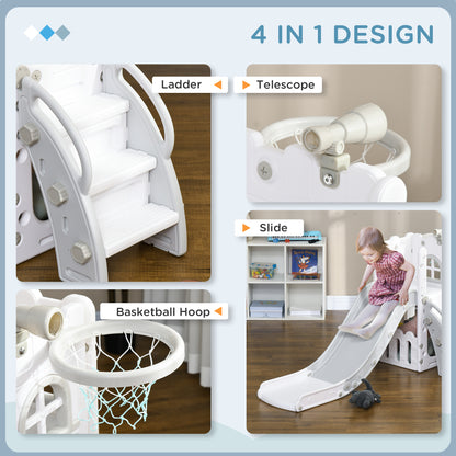 4 in 1 Kids Slide for Indoor Use, for Toddlers 1-3 Years, Grey