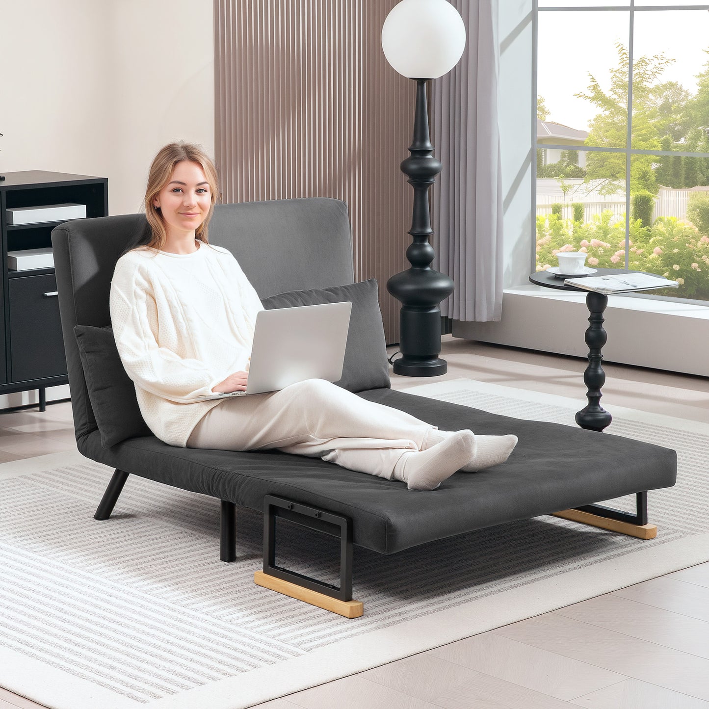 Click Clack 2 Seater Sofa Bed for Living Room, Guest Room, Dark Grey