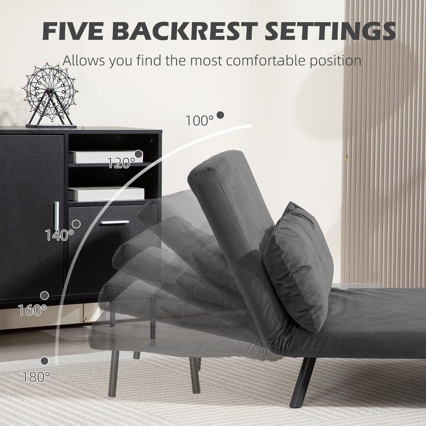 Click Clack 2 Seater Sofa Bed for Living Room, Guest Room, Dark Grey